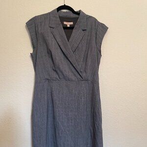 Gray plaid belted sheath dress, Banana Republic, size 14